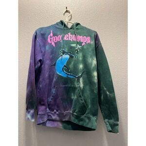 Goosebumps Hammerhead Shark Tie Dye Hoodie Green Purple Graphic Sweatshirt Small